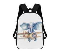 sinyumoney Mochilas Infantiles Impresas En 3D 17inch Elephant in Plane Bolsas Para Libros Para Niños Y Niñas Mochila Escolar Con Bolsillos Grandes Para Niños