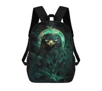 sinyumoney Mochilas Infantiles Impresas En 3D 17inch Green Eagle Falcon Bird with Moon Bolsas Para Libros Para Niños Y Niñas Mochila Escolar Con Bolsillos Grandes Para Niños