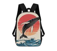 sinyumoney Mochilas Infantiles Impresas En 3D 17inch Humpback Whale Breaching at Sunset Bolsas Para Libros Para Niños Y Niñas Mochila Escolar Con Bolsillos Grandes Para Niños