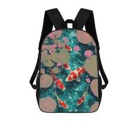 sinyumoney Mochilas Infantiles Impresas En 3D 17inch Japanese Pond of Koi Fish And Lily Pads Bolsas Para Libros Para Niños Y Niñas Mochila Escolar Con Bolsillos Grandes Para Niños