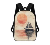 sinyumoney Mochilas Infantiles Impresas En 3D 17inch Japanese Sailboat Sunset Bolsas Para Libros Para Niños Y Niñas Mochila Escolar Con Bolsillos Grandes Para Niños