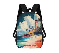 sinyumoney Mochilas Infantiles Impresas En 3D 17inch Lighthouse Beach Art Bolsas Para Libros Para Niños Y Niñas Mochila Escolar Con Bolsillos Grandes Para Niños