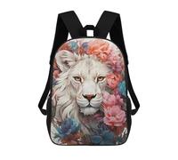 sinyumoney Mochilas Infantiles Impresas En 3D 17inch Lion White Bolsas Para Libros Para Niños Y Niñas Mochila Escolar Con Bolsillos Grandes Para Niños
