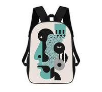 sinyumoney Mochilas Infantiles Impresas En 3D 17inch Minimalist Abstract Face - Modern Geometric Art Bolsas Para Libros Para Niños Y Niñas Mochila Escolar Con Bolsillos Grandes Para Niños