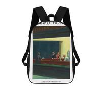 sinyumoney Mochilas Infantiles Impresas En 3D 17inch Nighthawks by Edward Hopper Bolsas Para Libros Para Niños Y Niñas Mochila Escolar Con Bolsillos Grandes Para Niños
