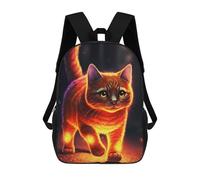 sinyumoney Mochilas Infantiles Impresas En 3D 17inch Orange Light Cat Bolsas Para Libros Para Niños Y Niñas Mochila Escolar Con Bolsillos Grandes Para Niños
