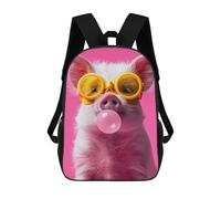 sinyumoney Mochilas Infantiles Impresas En 3D 17inch Pig Bubblegum Bolsas Para Libros Para Niños Y Niñas Mochila Escolar Con Bolsillos Grandes Para Niños