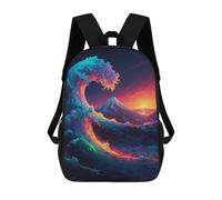 sinyumoney Mochilas Infantiles Impresas En 3D 17inch Prismatic Surf Big Wave Bolsas Para Libros Para Niños Y Niñas Mochila Escolar Con Bolsillos Grandes Para Niños