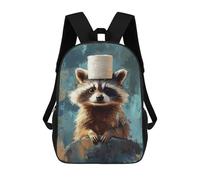 sinyumoney Mochilas Infantiles Impresas En 3D 17inch Raccoon with Toilet Paper Hat Bolsas Para Libros Para Niños Y Niñas Mochila Escolar Con Bolsillos Grandes Para Niños