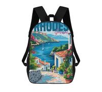 sinyumoney Mochilas Infantiles Impresas En 3D 17inch Rhodes Island Greece Bolsas Para Libros Para Niños Y Niñas Mochila Escolar Con Bolsillos Grandes Para Niños