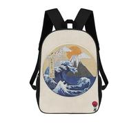sinyumoney Mochilas Infantiles Impresas En 3D 17inch The Great Wave of Kanagawa Bolsas Para Libros Para Niños Y Niñas Mochila Escolar Con Bolsillos Grandes Para Niños