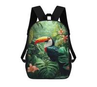 sinyumoney Mochilas Infantiles Impresas En 3D 17inch Toucan in Lush Tropical Foliage Bolsas Para Libros Para Niños Y Niñas Mochila Escolar Con Bolsillos Grandes Para Niños