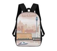 sinyumoney Mochilas Infantiles Impresas En 3D 17inch Travel to Auckland Bolsas Para Libros Para Niños Y Niñas Mochila Escolar Con Bolsillos Grandes Para Niños