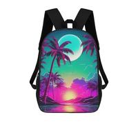 sinyumoney Mochilas Infantiles Impresas En 3D 17inch Tropical Retrowave Fusion Bolsas Para Libros Para Niños Y Niñas Mochila Escolar Con Bolsillos Grandes Para Niños