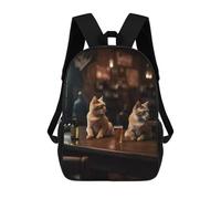 sinyumoney Mochilas Infantiles Impresas En 3D 17inch Two Cats Bar Beer Drinking Bolsas Para Libros Para Niños Y Niñas Mochila Escolar Con Bolsillos Grandes Para Niños
