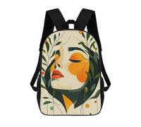 sinyumoney Mochilas Infantiles Impresas En 3D Abstract Woman Portrait with Floral Elements Mochila Escolar Infantil Linda Mochila Informal Para Exteriores Para Niños Estudiantes De Secundaria 17inch