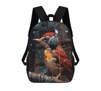 sinyumoney Mochilas Infantiles Impresas En 3D American Robin Headphones Mochila Escolar Infantil Linda Mochila Informal Para Exteriores Para Niños Estudiantes De Secundaria 17inch