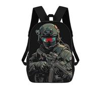 sinyumoney Mochilas Infantiles Impresas En 3D American Soldier with Rifle Mochila Escolar Infantil Linda Mochila Informal Para Exteriores Para Niños Estudiantes De Secundaria 17inch