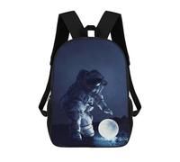 sinyumoney Mochilas Infantiles Impresas En 3D Astronaut And Moon Mochilas Mochilas De Moda Casual Mochila De Día Bonitas Bolsas De Viaje Mochila Casual Para Exteriores Para Niño Y Niña