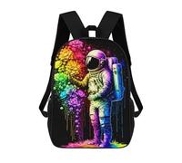 sinyumoney Mochilas Infantiles Impresas En 3D Astronaut with Rainbow Flowers Mochilas Para Libros Para Niños Y Niñas Mochila Escolar Infantil Con Bolsillos Grandes Para Niños 17inch