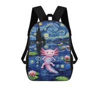 sinyumoney Mochilas Infantiles Impresas En 3D Axolotl in Starry Night Painting Mochila Escolar Infantil Linda Mochila Informal Para Exteriores Para Niños Estudiantes De Secundaria 17inch