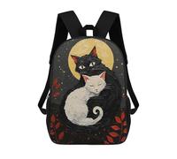 sinyumoney Mochilas Infantiles Impresas En 3D Black And White Cats Under Moon Painting Mochila Escolar Infantil Linda Mochila Informal Para Exteriores Para Niños Estudiantes De Secundaria 17inch