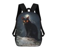 sinyumoney Mochilas Infantiles Impresas En 3D Black Cat with Glowing Eyes Mochila Escolar Infantil Linda Mochila Informal Para Exteriores Para Niños Estudiantes De Secundaria 17inch