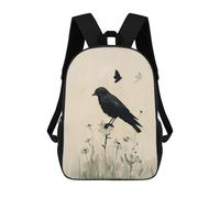 sinyumoney Mochilas Infantiles Impresas En 3D Black Crow And Butterflies Mochila Escolar Infantil Linda Mochila Informal Para Exteriores Para Niños Estudiantes De Secundaria 17inch
