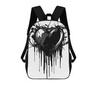 sinyumoney Mochilas Infantiles Impresas En 3D Black Heart with Barbed Wire Mochila Escolar Infantil Linda Mochila Informal Para Exteriores Para Niños Estudiantes De Secundaria 17inch