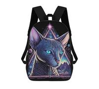 sinyumoney Mochilas Infantiles Impresas En 3D Black Light Cat 30 Mochila Escolar Infantil Linda Mochila Informal Para Exteriores Para Niños Estudiantes De Secundaria 17inch