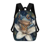 sinyumoney Mochilas Infantiles Impresas En 3D Blue Frog On Lily Mochila Escolar Infantil Linda Mochila Informal Para Exteriores Para Niños Estudiantes De Secundaria 17inch