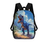 sinyumoney Mochilas Infantiles Impresas En 3D Blue T-Rex on Beach Mochila Escolar Infantil Linda Mochila Informal Para Exteriores Para Niños Estudiantes De Secundaria 17inch