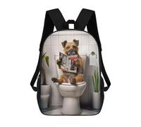 sinyumoney Mochilas Infantiles Impresas En 3D Border Terrier on Toilet Mochilas Escolares Para Niños Y Niñas Mochilas De Viaje Bolsas Para Libros Para La Escuela O Viajes 17inch