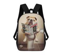 sinyumoney Mochilas Infantiles Impresas En 3D Bulldog on The Toilet Mochilas Para Libros Para Niños Y Niñas Mochila Escolar Infantil Con Bolsillos Grandes Para Niños 17inch
