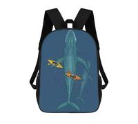 sinyumoney Mochilas Infantiles Impresas En 3D Canoes on Whale Family Mochila Escolar Infantil Linda Mochila Informal Para Exteriores Para Niños Estudiantes De Secundaria 17inch