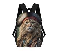 sinyumoney Mochilas Infantiles Impresas En 3D Captain Pirate Cat Mochila Escolar Infantil Linda Mochila Informal Para Exteriores Para Niños Estudiantes De Secundaria 17inch