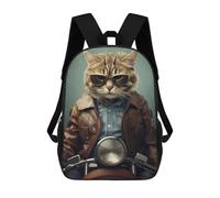 sinyumoney Mochilas Infantiles Impresas En 3D Cat Biker Funny Animal Mochilas Escolares Para Niños Y Niñas Mochilas De Viaje Bolsas Para Libros Para La Escuela O Viajes 17inch