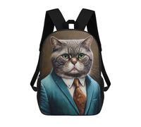 sinyumoney Mochilas Infantiles Impresas En 3D Cat in A Suit Mochilas Para Libros Para Niños Y Niñas Mochila Escolar Infantil Con Bolsillos Grandes Para Niños 17inch