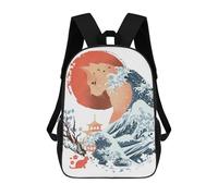 sinyumoney Mochilas Infantiles Impresas En 3D Cat Wave Japanese Mochila Escolar Infantil Linda Mochila Informal Para Exteriores Para Niños Estudiantes De Secundaria 17inch