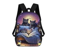 sinyumoney Mochilas Infantiles Impresas En 3D Cats Reading Under Moonlight Mochilas Escolares Para Niños Y Niñas Mochilas De Viaje Bolsas Para Libros Para La Escuela O Viajes 17inch