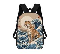 sinyumoney Mochilas Infantiles Impresas En 3D Cheetah Great Wave Mochila Escolar Infantil Linda Mochila Informal Para Exteriores Para Niños Estudiantes De Secundaria 17inch