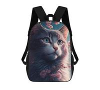 sinyumoney Mochilas Infantiles Impresas En 3D Cherry Blossom Cat Portrait Mochila Escolar Infantil Linda Mochila Informal Para Exteriores Para Niños Estudiantes De Secundaria 17inch