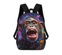 sinyumoney Mochilas Infantiles Impresas En 3D Chimpanzee in Colorful Paint Splash Mochilas Escolares Para Niños Y Niñas Mochilas De Viaje Bolsas Para Libros Para La Escuela O Viajes 17inch