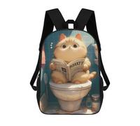 sinyumoney Mochilas Infantiles Impresas En 3D Chubby Cat Toilet Reading Mochila Escolar Infantil Linda Mochila Informal Para Exteriores Para Niños Estudiantes De Secundaria 17inch