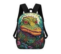 sinyumoney Mochilas Infantiles Impresas En 3D Colorful Crocodile in Lush Jungle Mochilas Escolares Para Niños Y Niñas Mochilas De Viaje Bolsas Para Libros Para La Escuela O Viajes 17inch