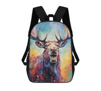 sinyumoney Mochilas Infantiles Impresas En 3D Colorful Moose Portrait Mochilas Para Libros Para Niños Y Niñas Mochila Escolar Infantil Con Bolsillos Grandes Para Niños 17inch