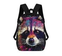 sinyumoney Mochilas Infantiles Impresas En 3D Colorful Raccoon Art Print-2 Mochilas Escolares Para Niños Y Niñas Mochilas De Viaje Bolsas Para Libros Para La Escuela O Viajes 17inch