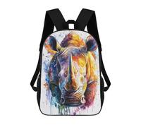 sinyumoney Mochilas Infantiles Impresas En 3D Colorful Rhino Watercolor Mochila Escolar Infantil Linda Mochila Informal Para Exteriores Para Niños Estudiantes De Secundaria 17inch