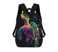 sinyumoney Mochilas Infantiles Impresas En 3D Colorful Sea Turtle on Black Background Mochila Escolar Infantil Linda Mochila Informal Para Exteriores Para Niños Estudiantes De Secundaria 17inch