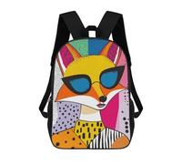 sinyumoney Mochilas Infantiles Impresas En 3D Cool Fox in Sunglasses Mochila Escolar Infantil Linda Mochila Informal Para Exteriores Para Niños Estudiantes De Secundaria 17inch